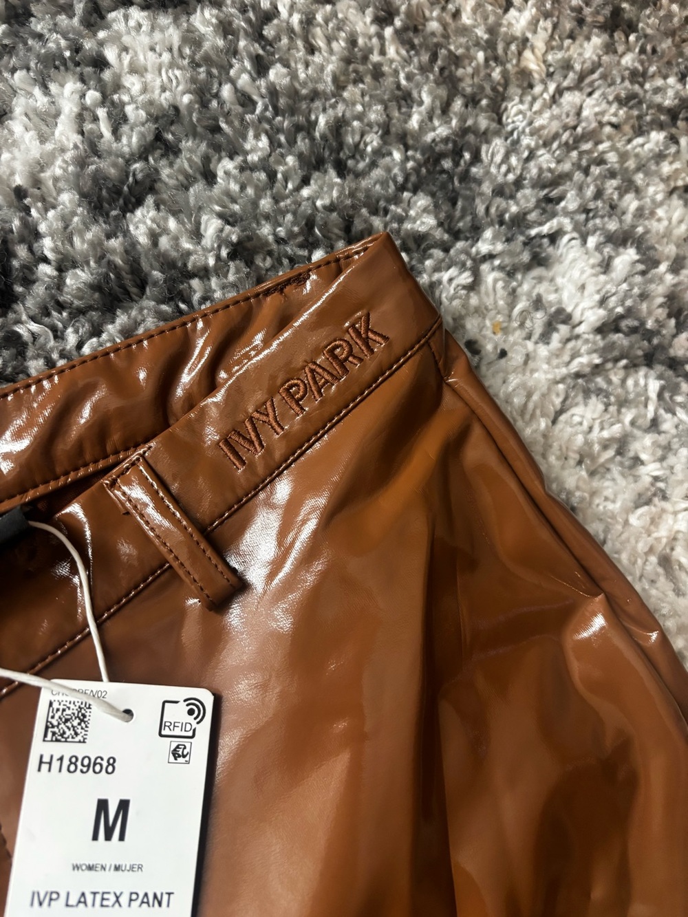 IVY PARK Glossy Cognac Faux Leather Pants